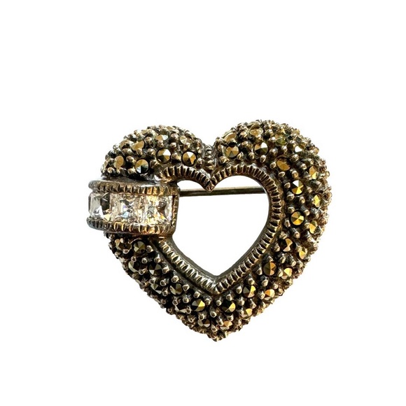 Judith Jack marcasite heart 🖤 pin/brooch - Picture 1 of 5